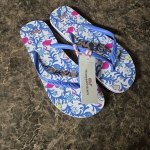 Vineyard Vines Blue Pink Flamingo Flip Flop Pool Sandals Women Size 9 NWT